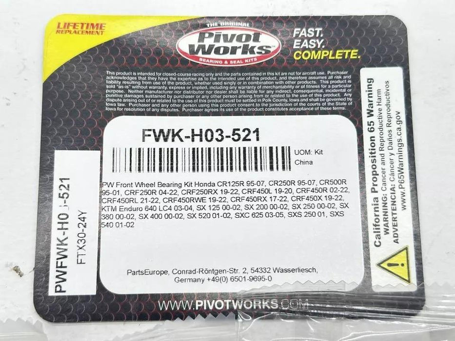 New 2013 Honda CRF450R Pivot Works Front Wheel Bearing Kit FWK-HO3-521 CRF 450R